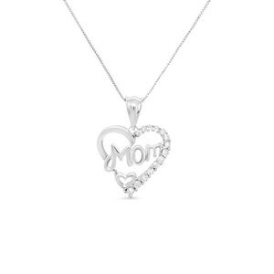 Diamond Heart 'Mom' Pendant Necklace 
Appraisal included!